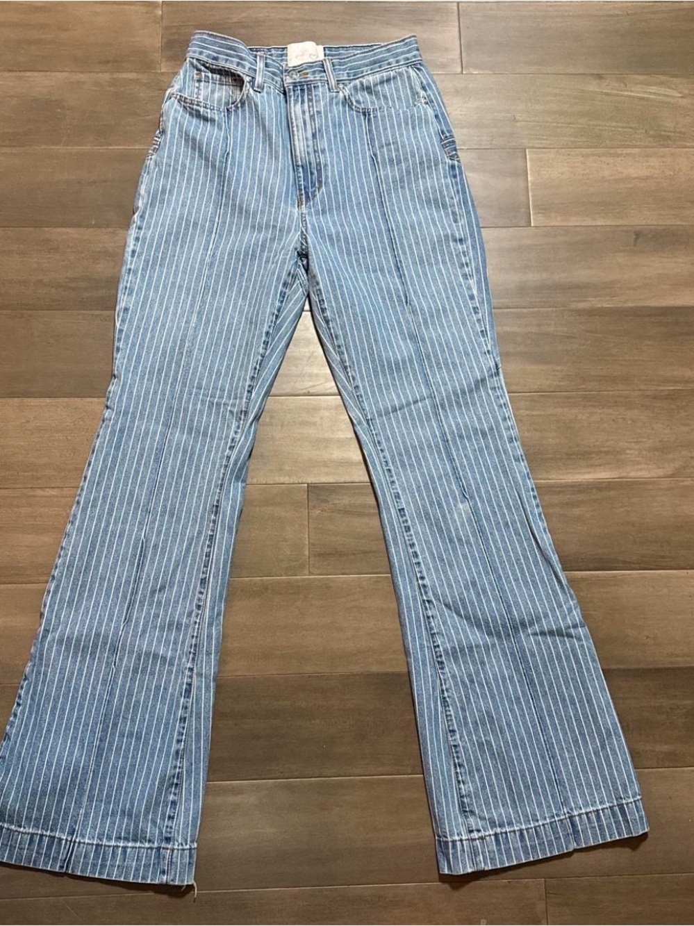 Revice Denim Pinstripe Star Flare Jeans Size 31 High Rise Retro Y2K - Picture 4 of 7